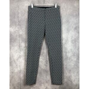 Tory Burch Pants Womens 2 Dress Trousers Geometric Pattern Cream & Blue Career